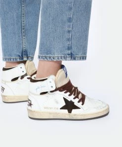 Golden Goose Baskets Sky Star Cuir Blanc Chocolat Beige -Golden Goose-boutique golde look20230222 383