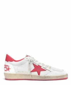 Golden Goose Baskets Homme Ball Star Cuir Blanc Rouge