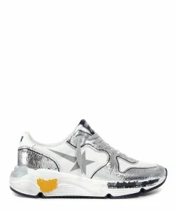 Golden Goose Baskets Running Cuir Craquelé Argenté