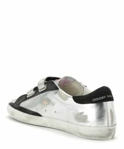 Golden Goose Baskets Old School Cuir Laminé Argenté Noir, Exclusivité Lulli -Golden Goose-boutique golde30470 pck20210310 3