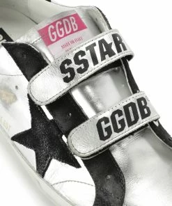 Golden Goose Baskets Old School Cuir Laminé Argenté Noir, Exclusivité Lulli -Golden Goose-boutique golde30470 pck20210310 4