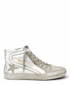 Golden Goose Baskets Slide Cuir Suédé Ice Blanc