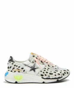 Golden Goose Baskets Running Cuir Pois Noir Blanc
