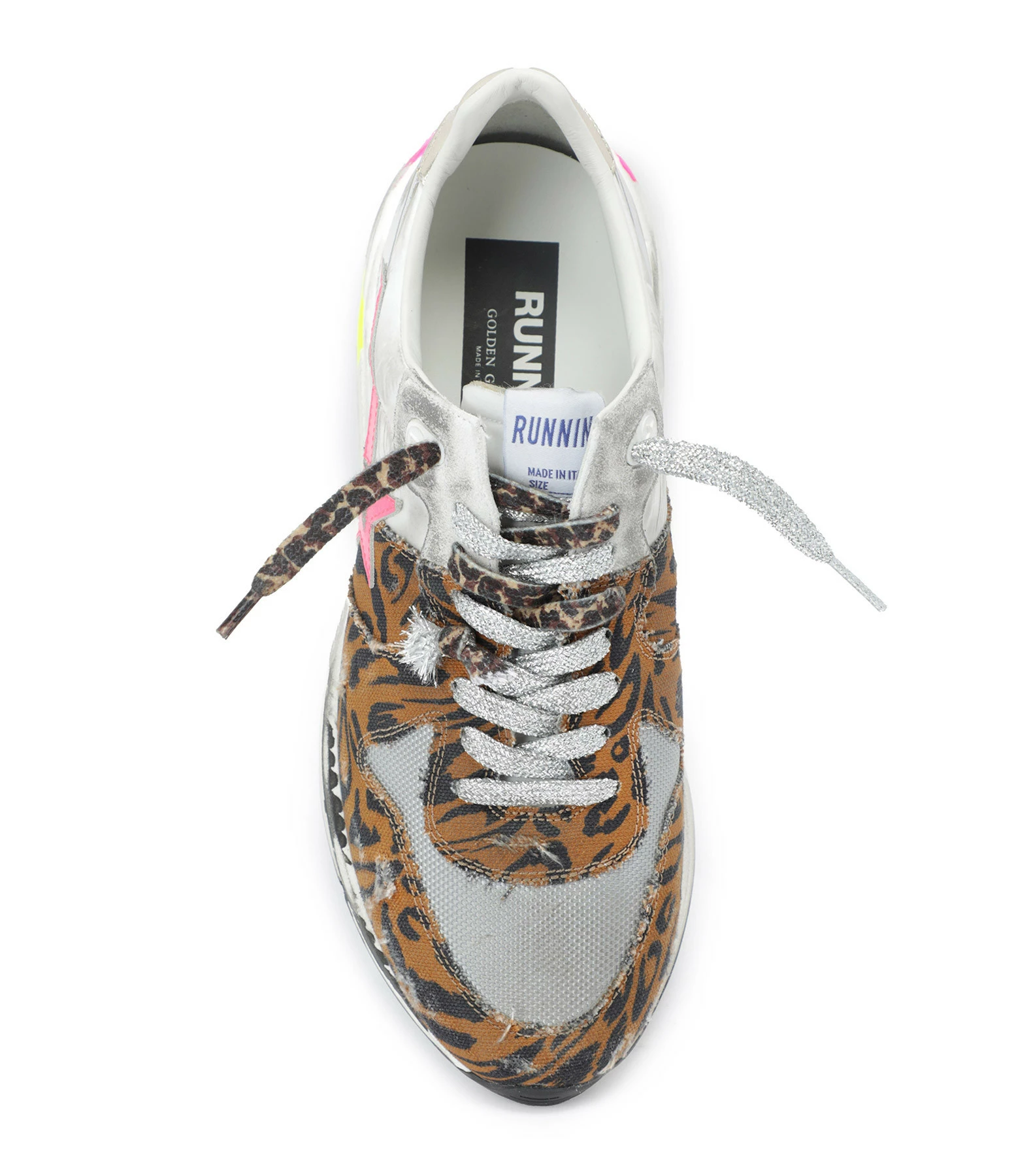 Golden Goose Baskets Running Cuir Léopard Argenté 4 Golden Goose Baskets Running Cuir Léopard Argenté – Image 2