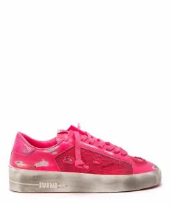 Golden Goose Baskets Stardan Cuir Rose Fluo
