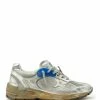 Golden Goose Baskets Homme Running Dad Cuir Argenté Bleu