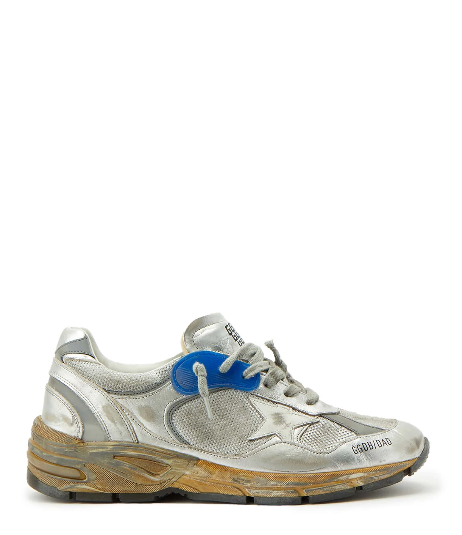 Golden Goose Baskets Homme Running Dad Cuir Argenté Bleu 3 Golden Goose Baskets Homme Running Dad Cuir Argenté Bleu
