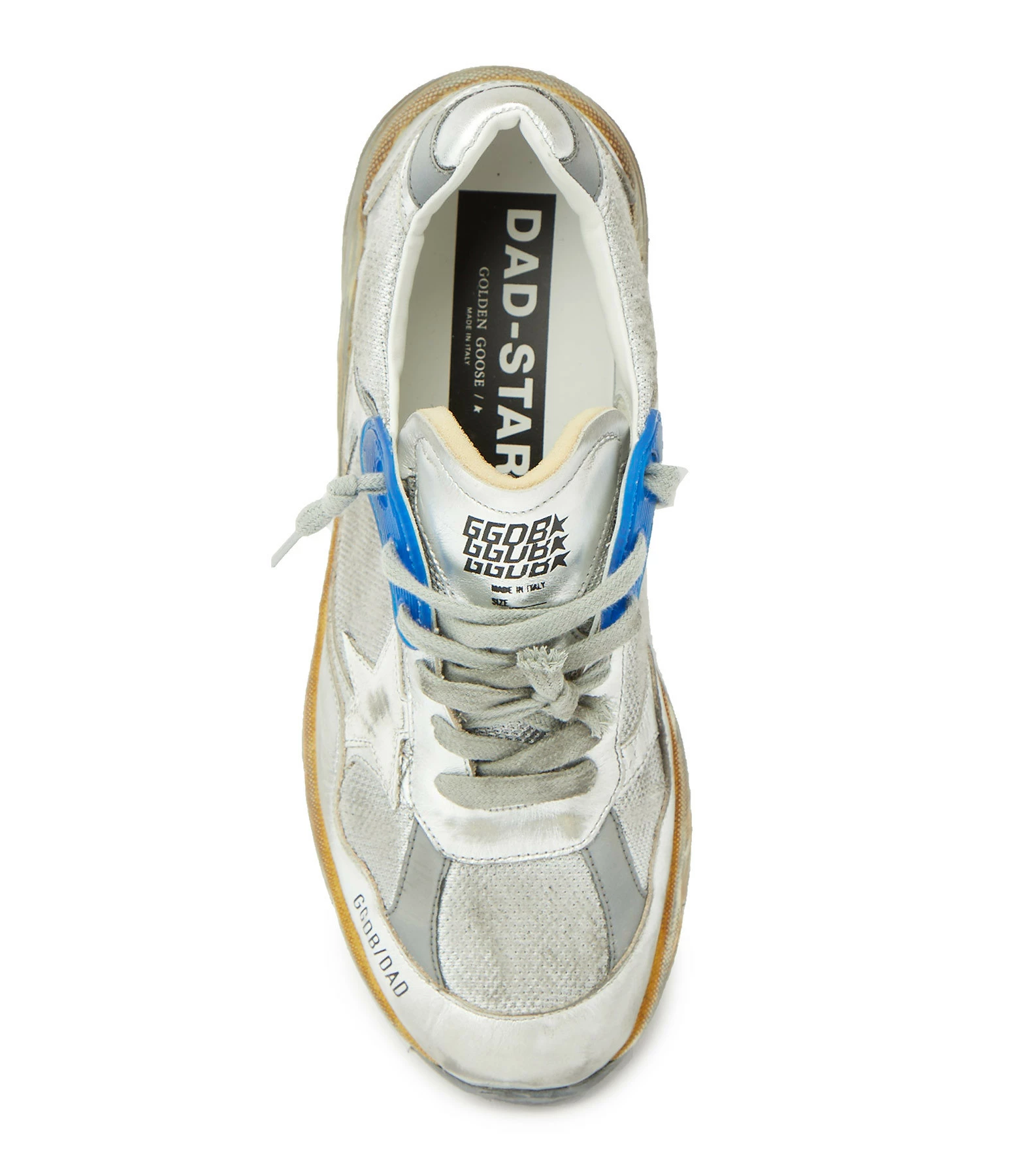 Golden Goose Baskets Homme Running Dad Cuir Argenté Bleu 4 Golden Goose Baskets Homme Running Dad Cuir Argenté Bleu – Image 2