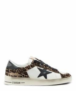 Golden Goose Baskets Stardan Cuir Blanc Léopard