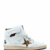 Golden Goose Baskets Sky Star Sérigraphie Cuir Blanc Léopard