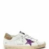 Golden Goose Baskets Superstar Cuir Blanc Glitter Violet