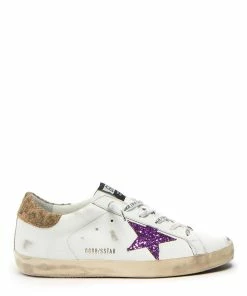 Golden Goose Baskets Superstar Cuir Blanc Glitter Violet