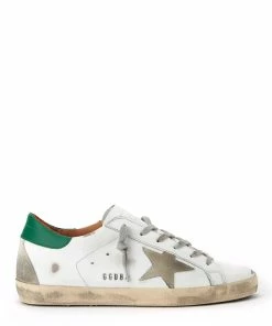 Golden Goose Baskets Homme Superstar Cuir Blanc Vert