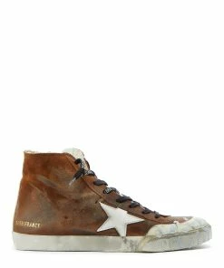 Golden Goose Baskets Homme Francy Cuir Cognac Blanc