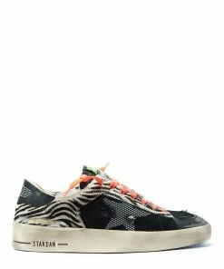 Golden Goose Baskets Homme Stardan Cuir Noir Horsy Zèbre