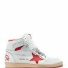 Golden Goose Baskets Homme Sky Star Sérigraphie Cuir Blanc Rouge