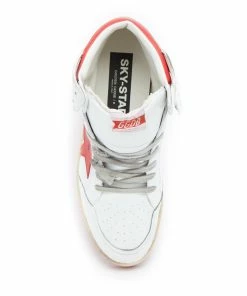 Golden Goose Baskets Homme Sky Star Sérigraphie Cuir Blanc Rouge -Golden Goose-boutique golde33695 pck20210723 2
