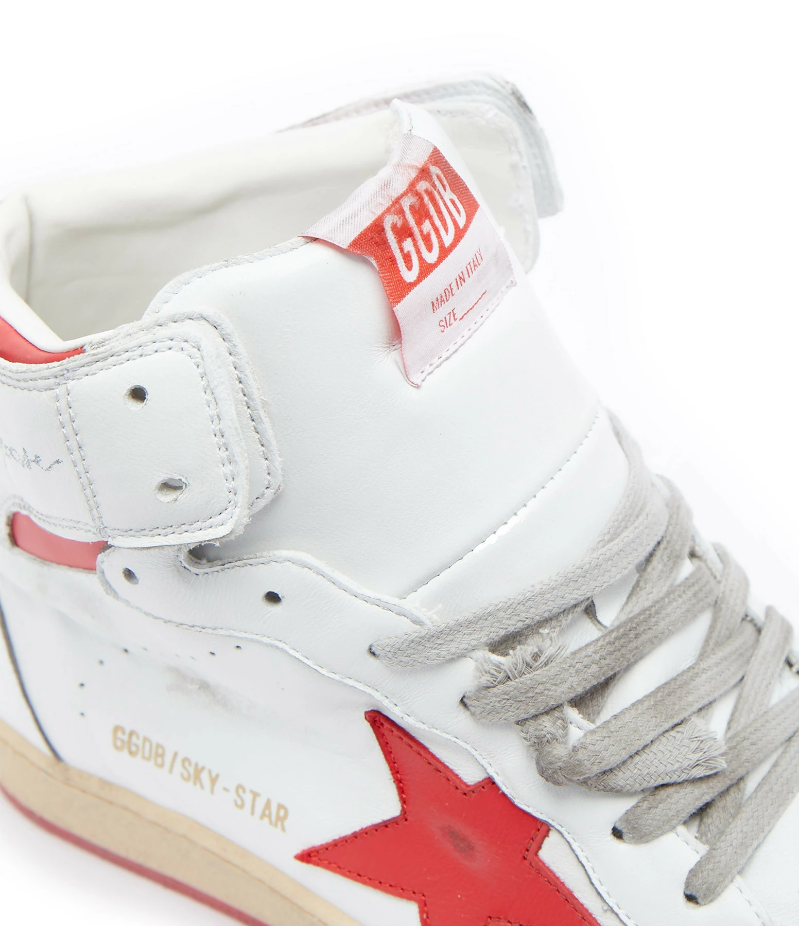 Golden Goose Baskets Sky Star Sérigraphie Cuir Blanc Rouge 6 Golden Goose Baskets Sky Star Sérigraphie Cuir Blanc Rouge – Image 4