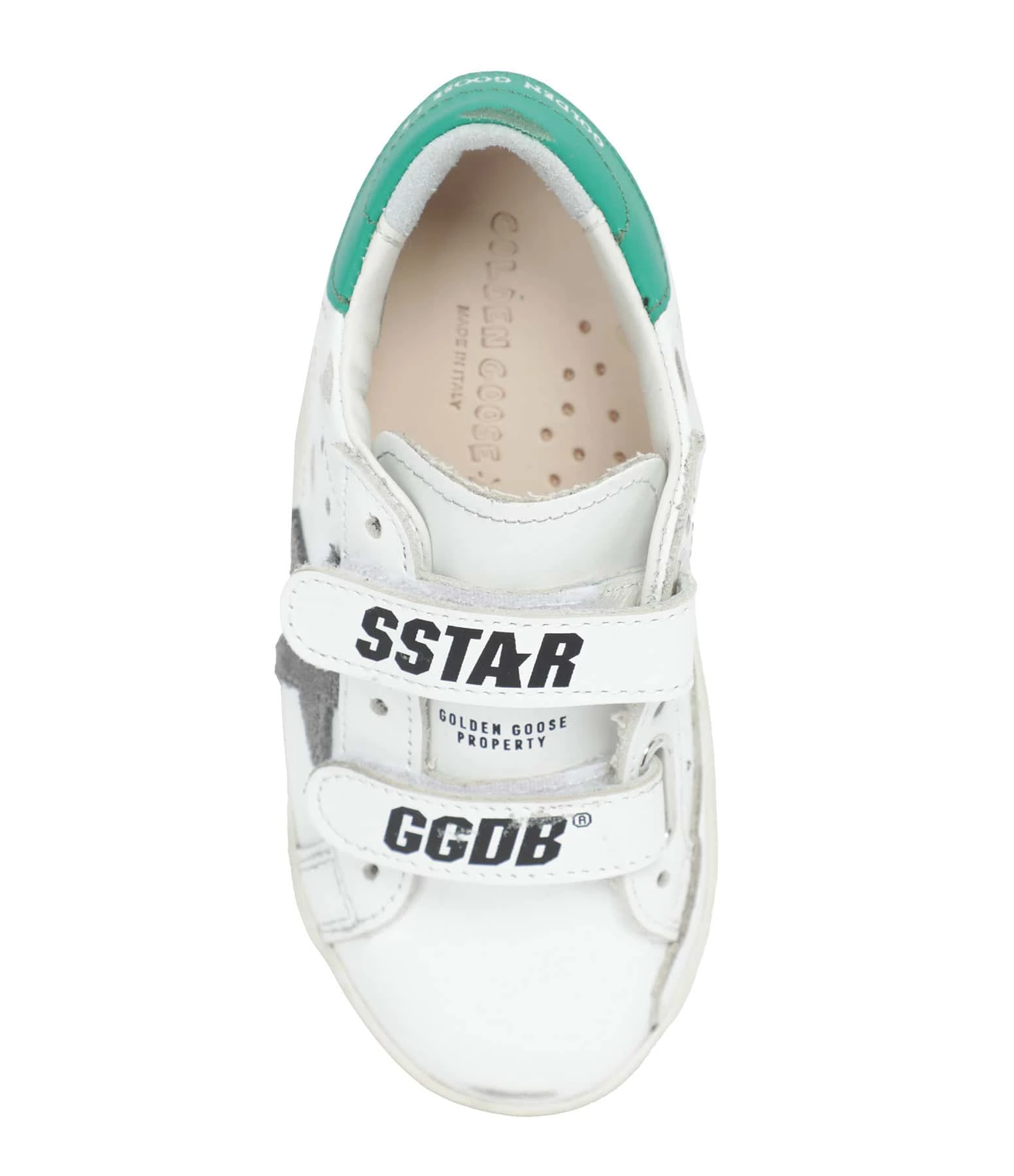 Golden Goose Baskets Enfant Old School Cuir Blanc Vert 4 Golden Goose Baskets Enfant Old School Cuir Blanc Vert – Image 2