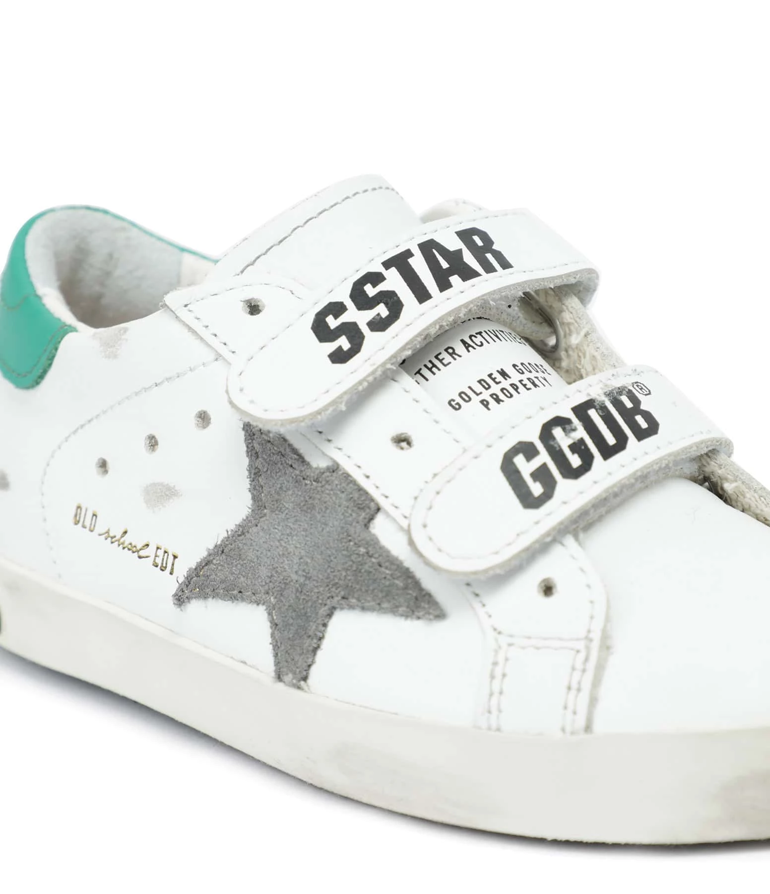 Golden Goose Baskets Enfant Old School Cuir Blanc Vert 6 Golden Goose Baskets Enfant Old School Cuir Blanc Vert – Image 4