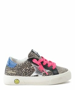 Golden Goose Baskets Bébé May Cuir Suédé Léopard Rose