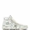 Golden Goose Baskets Homme Francy Sérigraphie Cuir Blanc