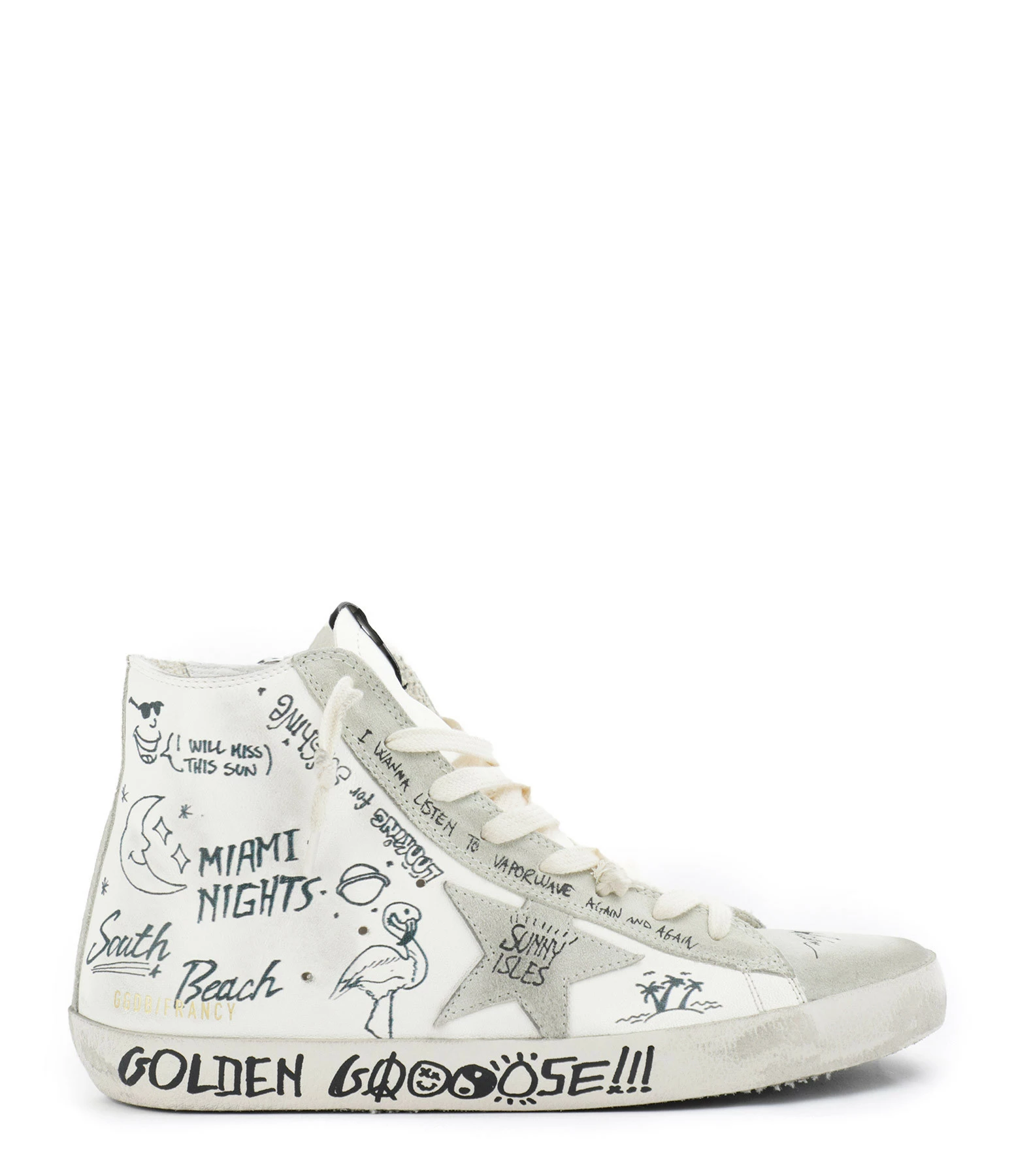 Golden Goose Baskets Francy Sérigraphie Cuir Blanc 3 Golden Goose Baskets Francy Sérigraphie Cuir Blanc