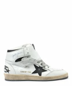 Golden Goose Baskets Homme Sky Star Sérigraphie Cuir Blanc