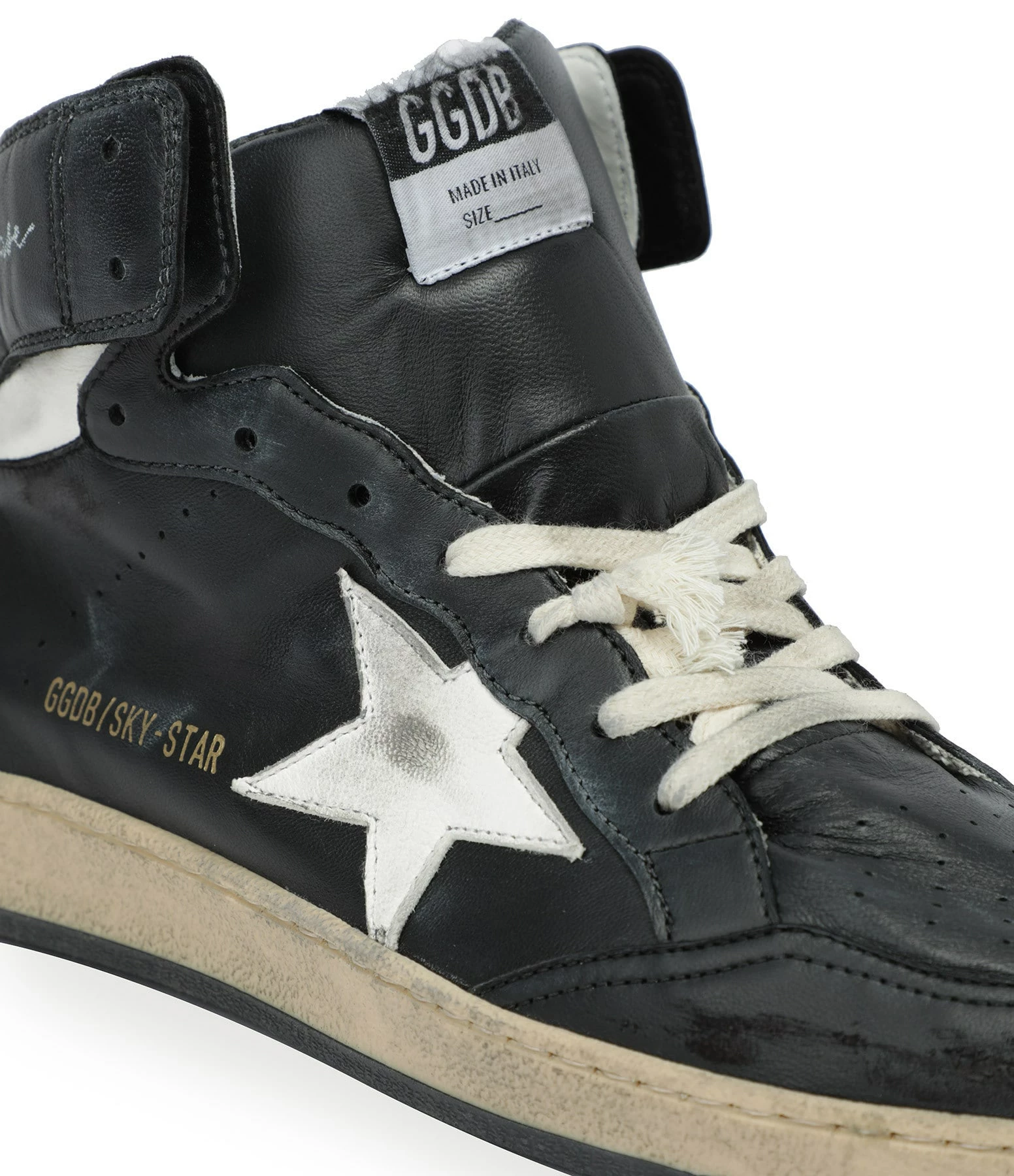 Golden Goose Baskets Homme Sky Star Cuir Noir Blanc 6 Golden Goose Baskets Homme Sky Star Cuir Noir Blanc – Image 4