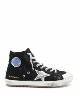 Golden Goose Baskets Homme Francy Cuir Suédé Noir Argenté
