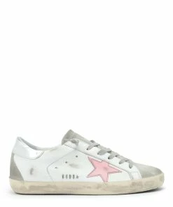 Golden Goose Baskets Superstar Cuir Blanc Argenté