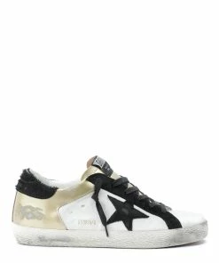 Golden Goose Baskets Superstar Cuir Noir Blanc Doré