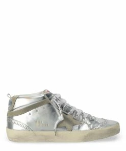 Golden Goose Baskets Mid Star Cuir Argenté