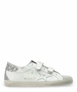 Golden Goose Baskets Old School Glitter Cuir Blanc
