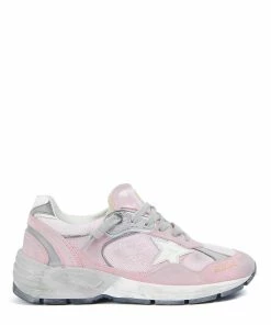 Golden Goose Baskets Running Dad Cuir Suédé Rose