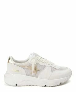 Golden Goose Baskets Running Cuir Blanc Argenté