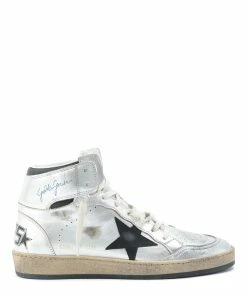 Golden Goose Baskets Homme Sky Star Cuir Argenté Noir
