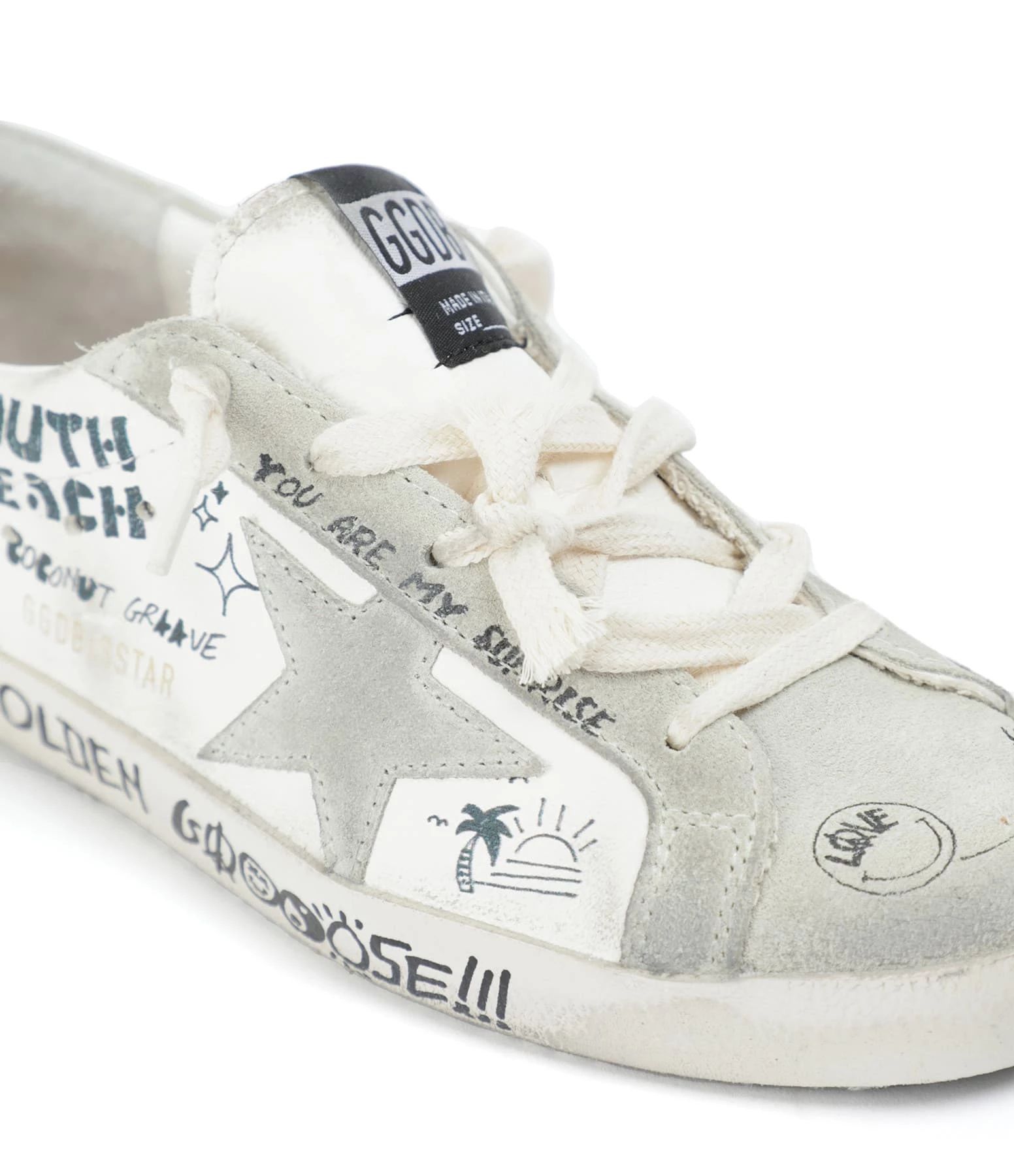 Golden Goose Baskets Enfant Superstar Sérigraphie Cuir Blanc Gris 6 Golden Goose Baskets Enfant Superstar Sérigraphie Cuir Blanc Gris – Image 4