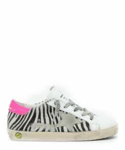 Golden Goose Baskets Enfant Superstar Cuir Zèbre Rose
