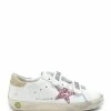 Golden Goose Baskets Enfant Old School Cuir Glitter Blanc Rose Beige