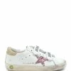 Golden Goose Baskets Bébé Old School Cuir Glitter Blanc Rose Beige