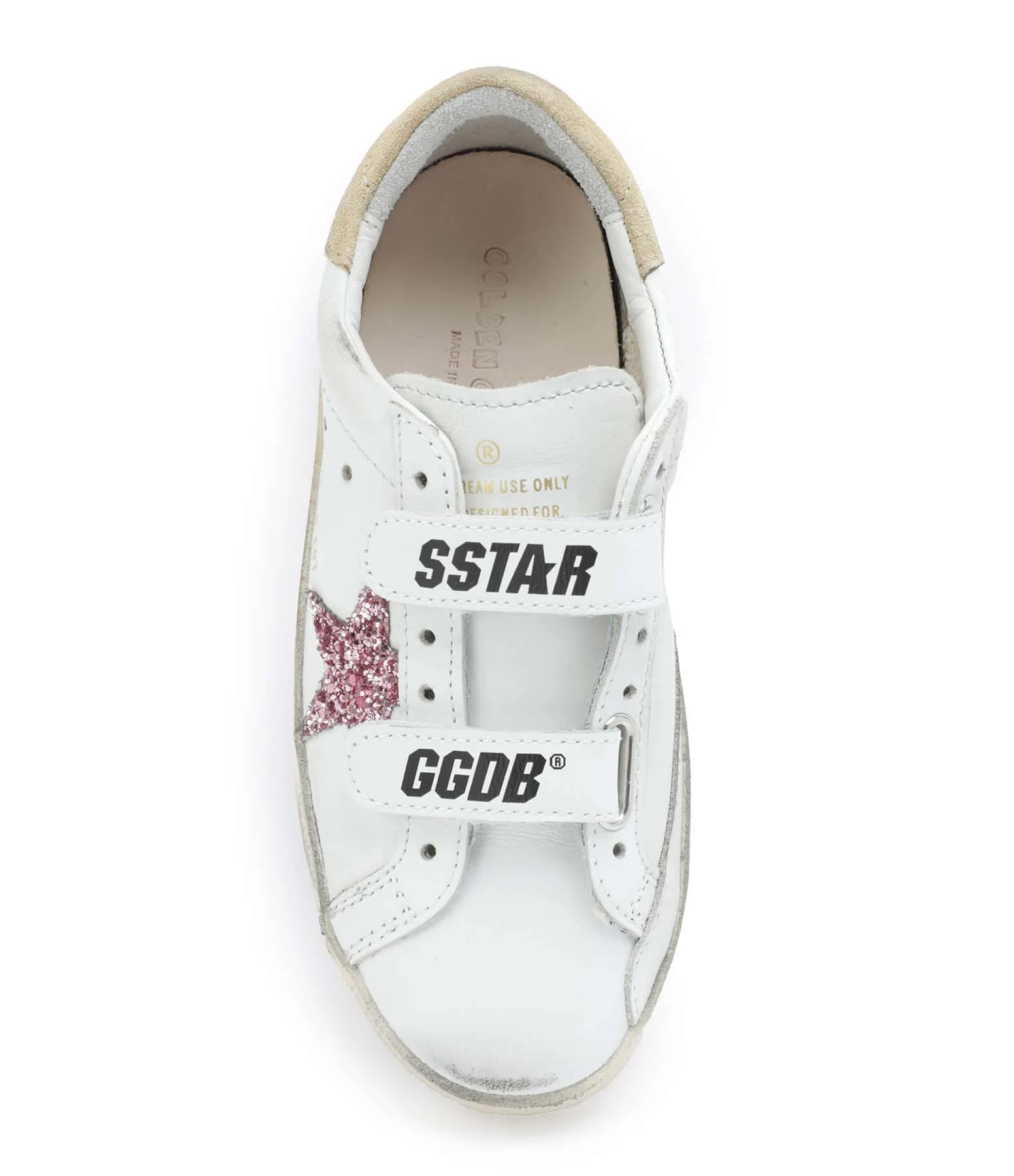 Golden Goose Baskets Bébé Old School Cuir Glitter Blanc Rose Beige 4 Golden Goose Baskets Bébé Old School Cuir Glitter Blanc Rose Beige – Image 2