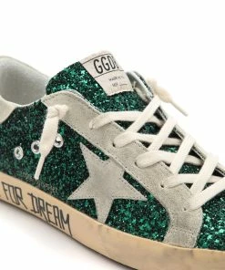 Golden Goose Baskets Superstar Cuir Glitter Vert, Exclusivité Lulli -Golden Goose-boutique golde43363 pck20220617 4