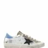 Golden Goose Baskets Superstar Cuir Argenté Taupe Bleu Cobalt