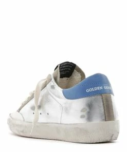 Golden Goose Baskets Superstar Cuir Argenté Taupe Bleu Cobalt -Golden Goose-boutique golde43829 pck20220902 3