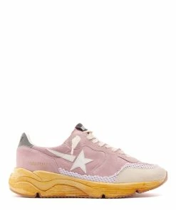 Golden Goose Baskets Running Sole Cuir Rose Blanc Argenté