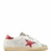 Golden Goose Baskets Old School Cuir Blanc Rouge Irisé