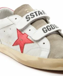 Golden Goose Baskets Old School Cuir Blanc Rouge Irisé -Golden Goose-boutique golde43834 pck20220902 4