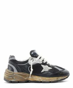 Golden Goose Baskets Running Dad Cuir Noir Argenté