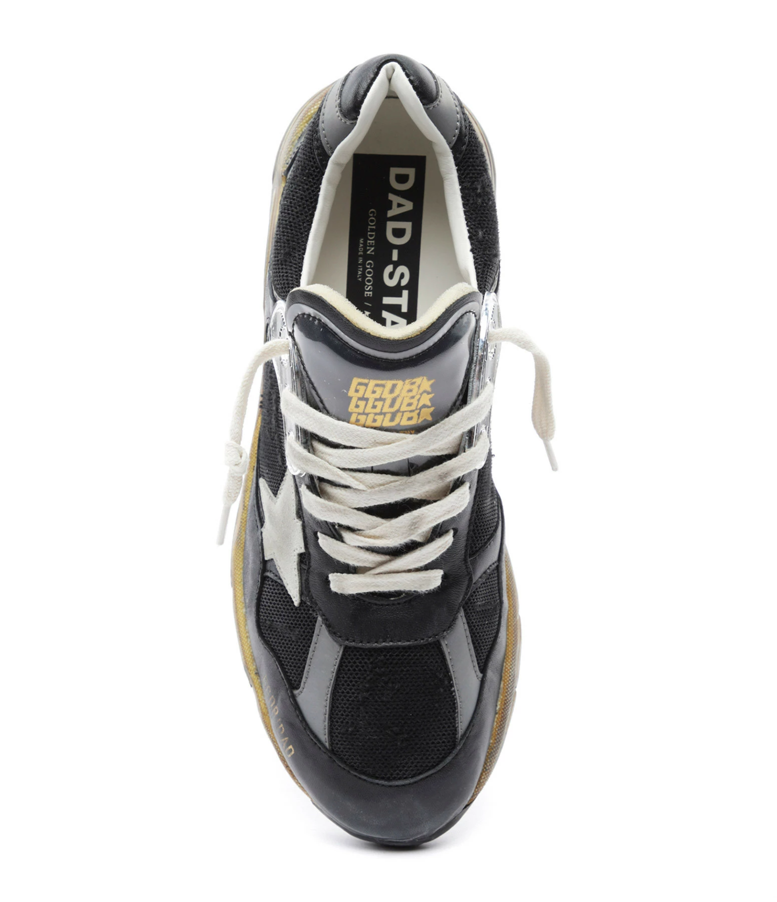 Golden Goose Baskets Running Dad Cuir Noir Argenté 4 Golden Goose Baskets Running Dad Cuir Noir Argenté – Image 2